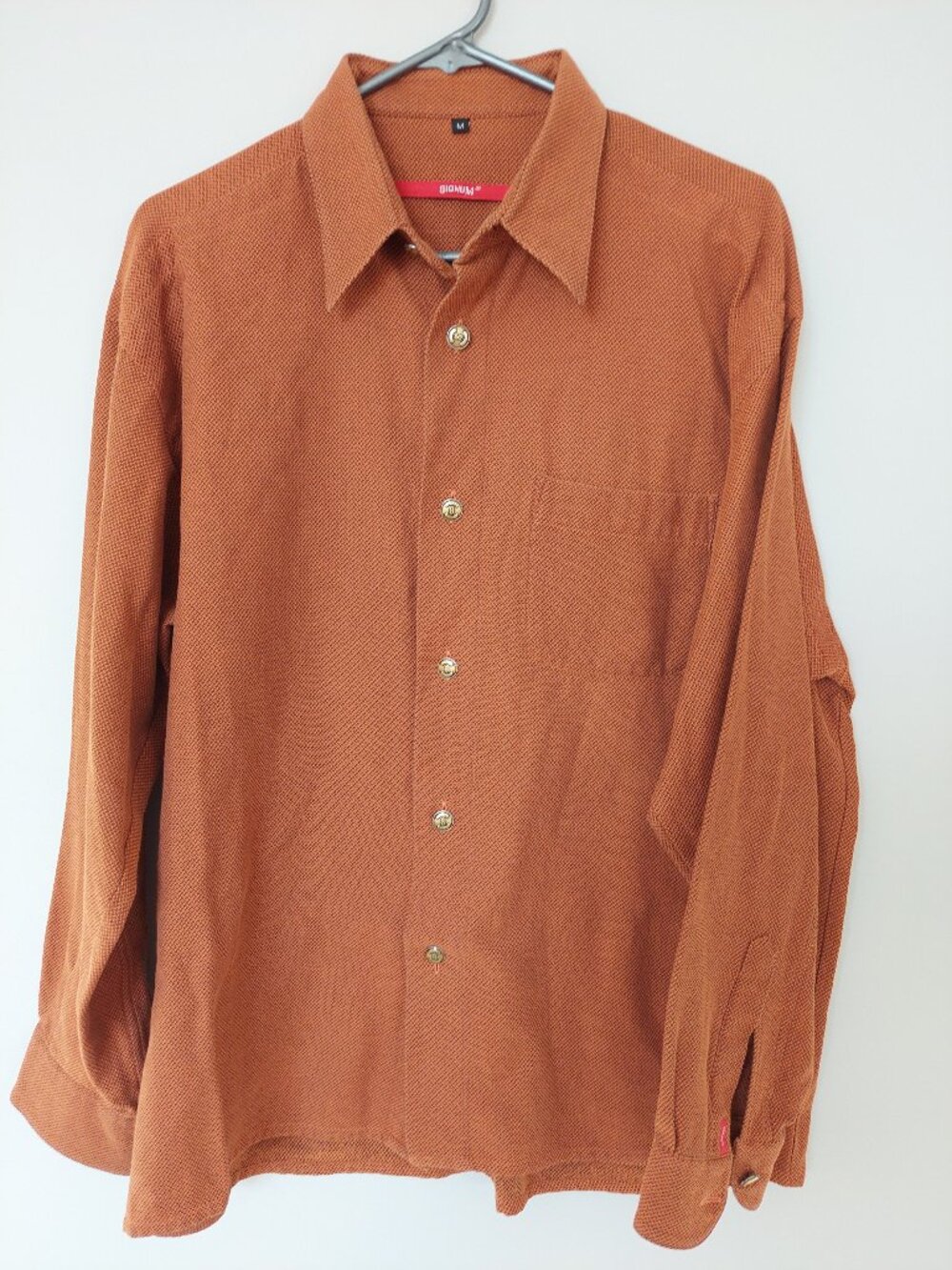 Signum Germany Men's Size M textured rust/orange Shirt Casual